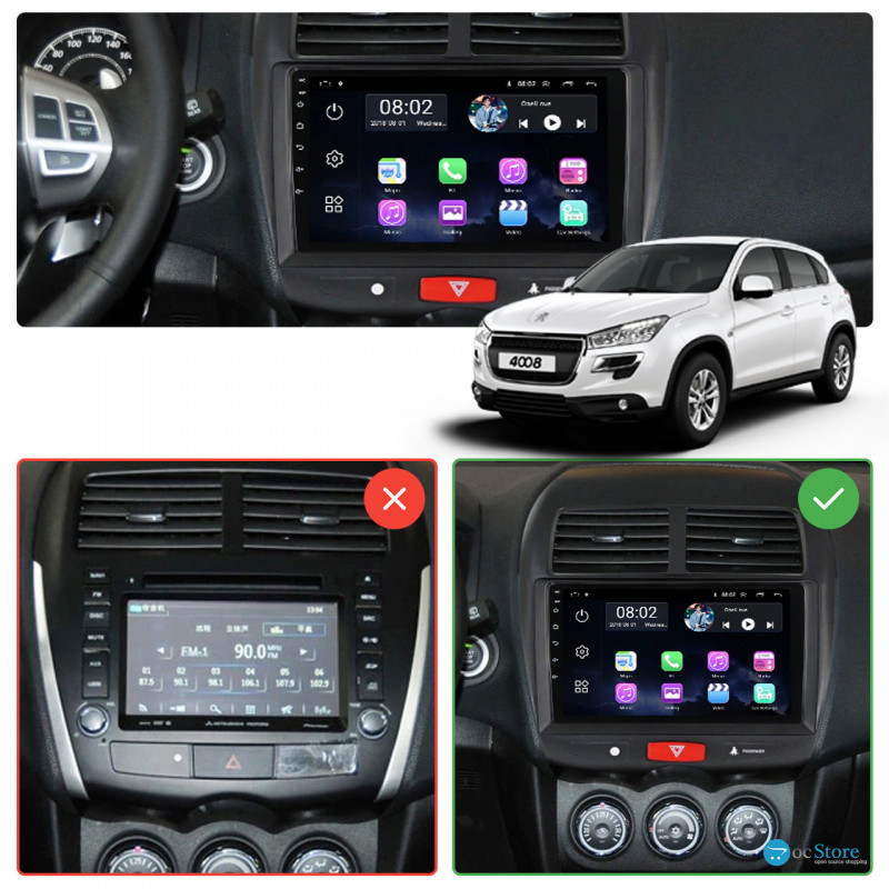 Штатная магнитола Lesko для Peugeot 4008  2012-2017 экран 10" 4/32Gb 4G Wi-Fi GPS Top