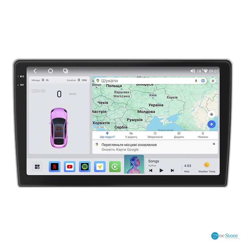 Штатная магнитола Lesko для Peugeot 407  2004-2011 экран 9" 4/64 QLED CarPlay 4G Wi-Fi GPS 360 Prime