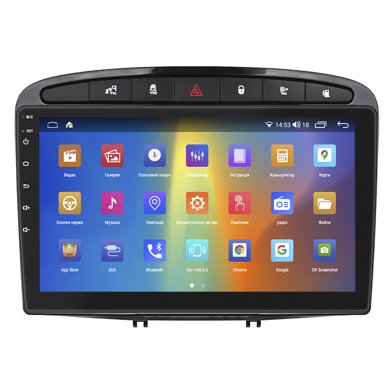 Штатная магнитола Lesko для Peugeot 408 I 2012-2017 экран 9" 2/32Gb CarPlay 4G Wi-Fi GPS Prime