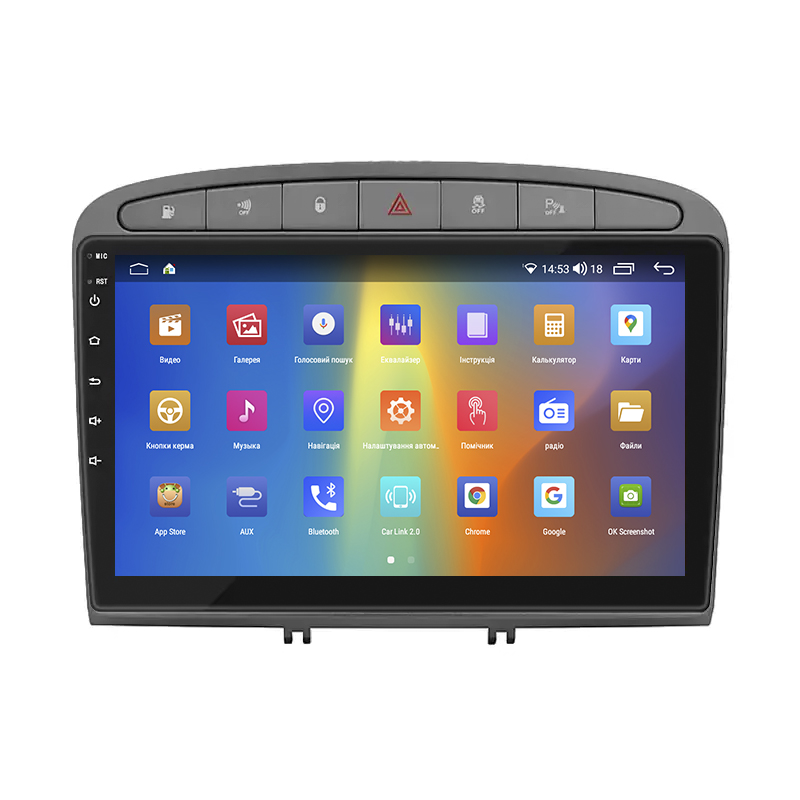 Штатная магнитола Lesko для Peugeot 408 I Рестайлинг 2017-н.в. экран 9" 2/32Gb CarPlay 4G Wi-Fi GPS Prime