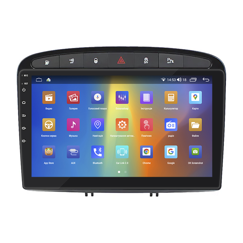 Штатная магнитола Lesko для Peugeot 408 I Рестайлинг 2017-н.в. экран 9" 4/64Gb CarPlay 4G Wi-Fi GPS Prime