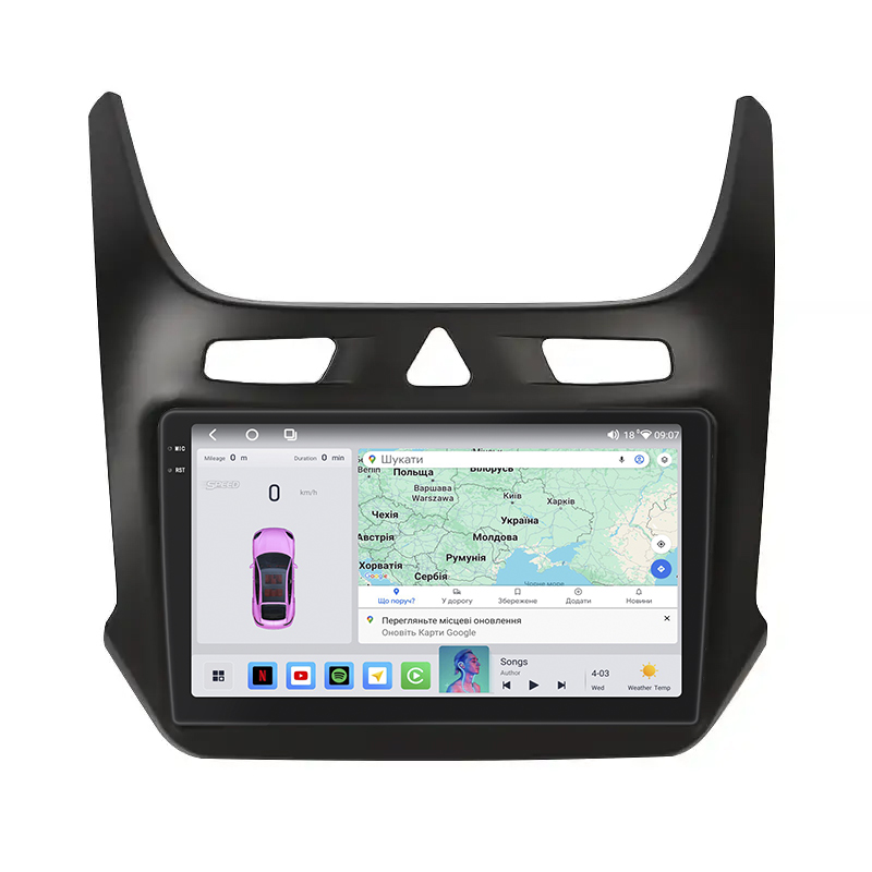 Штатная магнитола Lesko для Ravon R4  2016-2020 экран 9" 4/64 QLED CarPlay 4G Wi-Fi GPS 360 Prime