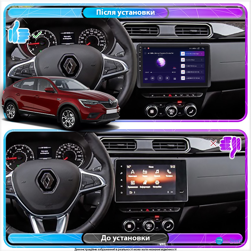 Штатная магнитола Lesko для Renault Arkana I 2019-н.в. экран 10" 4/32Gb 4G Wi-Fi GPS Top