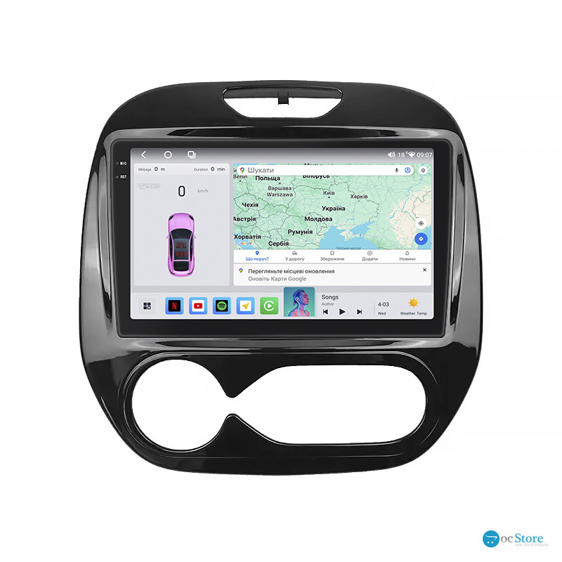 Штатная магнитола Lesko для Renault Captur I 2012-2017 экран 9" 4/64 QLED CarPlay 4G Wi-Fi GPS 360 Prime