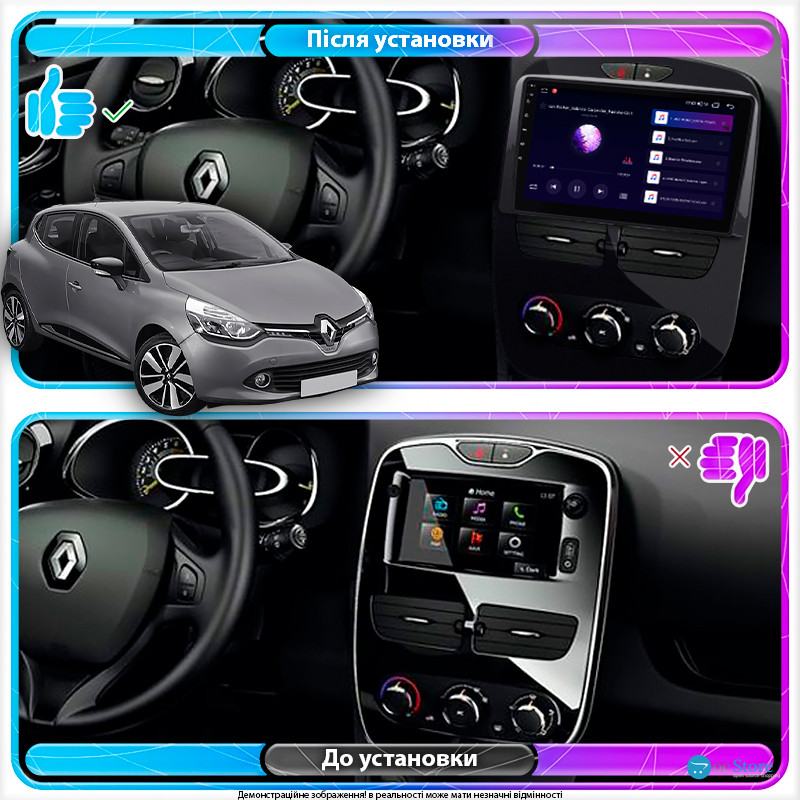 Штатная магнитола Lesko для Renault Clio IV 2012-2016 экран 9" 1/16Gb Wi-Fi GPS Base