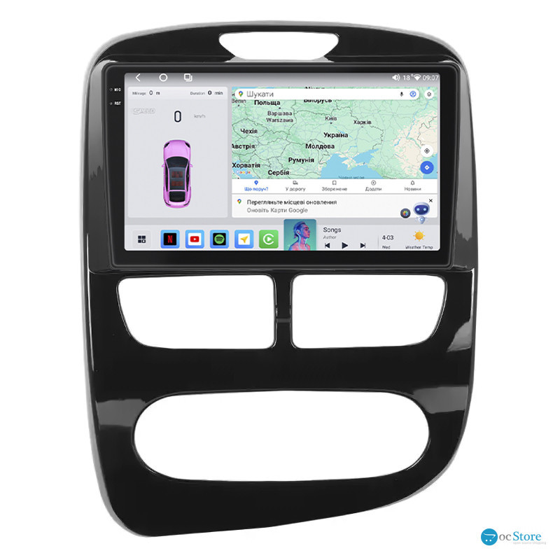 Штатная магнитола Lesko для Renault Clio IV 2012-2016 экран 9" 4/64 QLED CarPlay 4G Wi-Fi GPS 360 Prime
