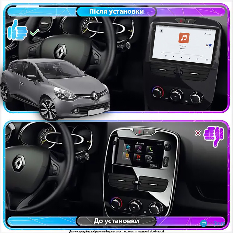 Штатная магнитола Lesko для Renault Clio IV 2012-2016 экран 9" 4/64 QLED CarPlay 4G Wi-Fi GPS 360 Prime