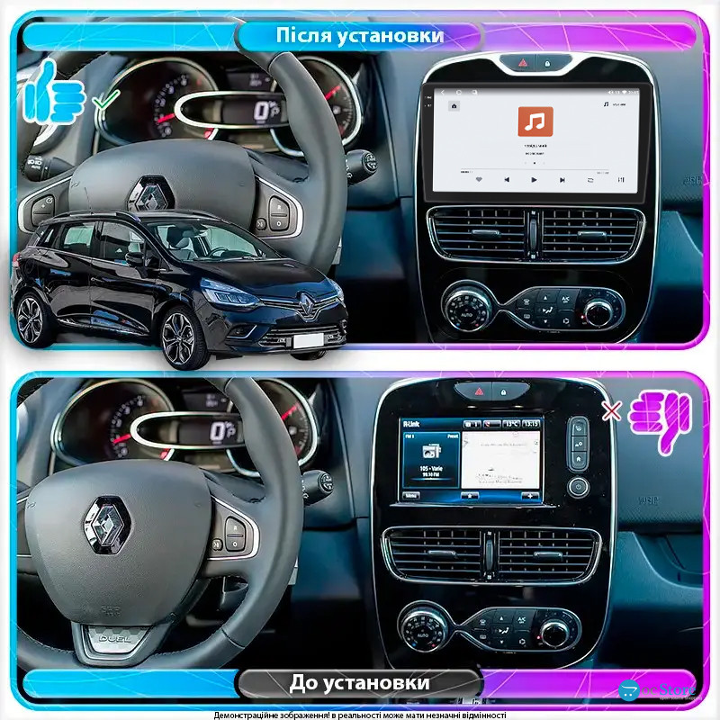 Штатная магнитола Lesko для Renault Clio IV Рестайлинг 2016-2019 экран 10" 4/64 QLED CarPlay 4G Wi-Fi GPS 360 Prime