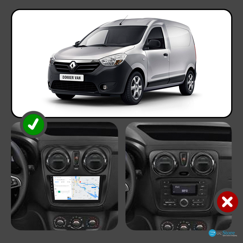 Штатная магнитола Lesko для Renault Dokker I 2012-н.в. экран 9" 2/32Gb Wi-Fi GPS Base
