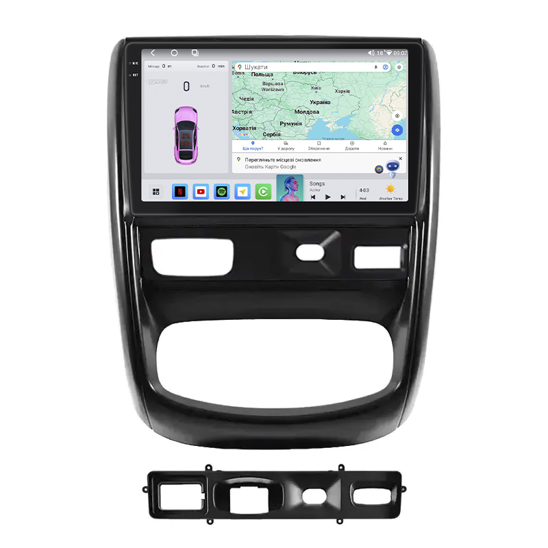 Штатная магнитола Lesko для Renault Duster I 2010-2015 экран 9" 4/64 QLED CarPlay 4G Wi-Fi GPS 360 Prime