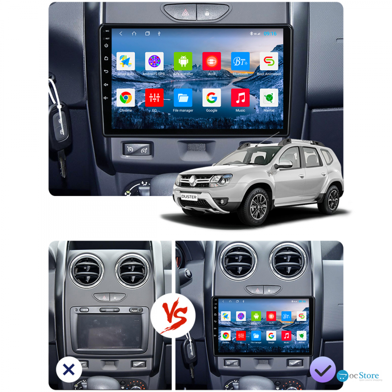Штатная магнитола Lesko для Renault Duster I Рестайлинг 2015-2021 экран 9" 1/16Gb Wi-Fi GPS Base