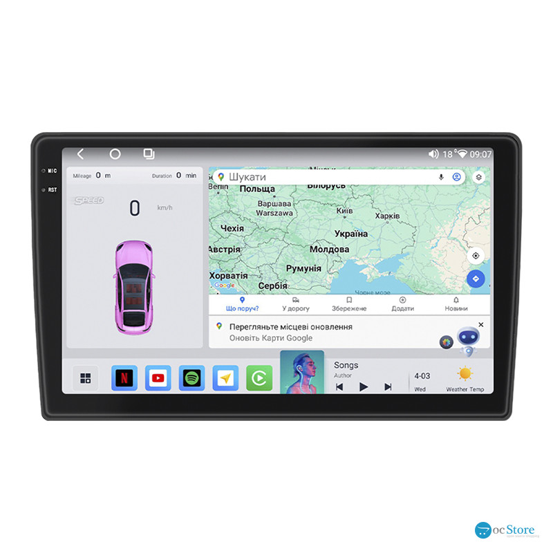 Штатная магнитола Lesko для Renault Duster I Рестайлинг 2015-2021 экран 9" 4/64 QLED CarPlay 4G Wi-Fi GPS 360 Prime