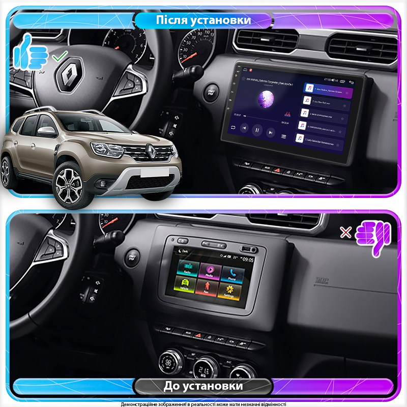 Штатная магнитола Lesko для Renault Duster II 2020-н.в экран 10" 1/16Gb Wi-Fi GPS Base