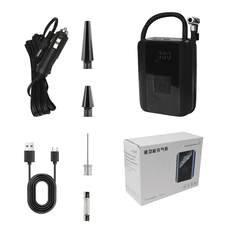 Портативный автомобильный компрессор HELLOLEIBOO CQB-006 беспроводной с дисплеем