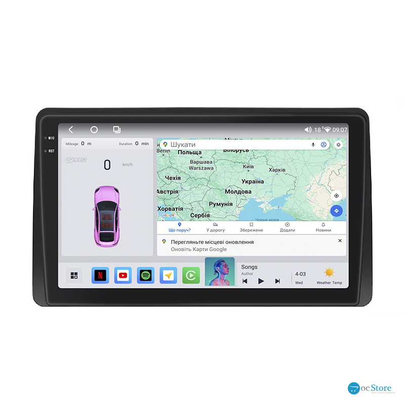 Штатная магнитола Lesko для Renault Duster II 2020-н.в экран 10" 4/64 QLED CarPlay 4G Wi-Fi GPS 360 Prime