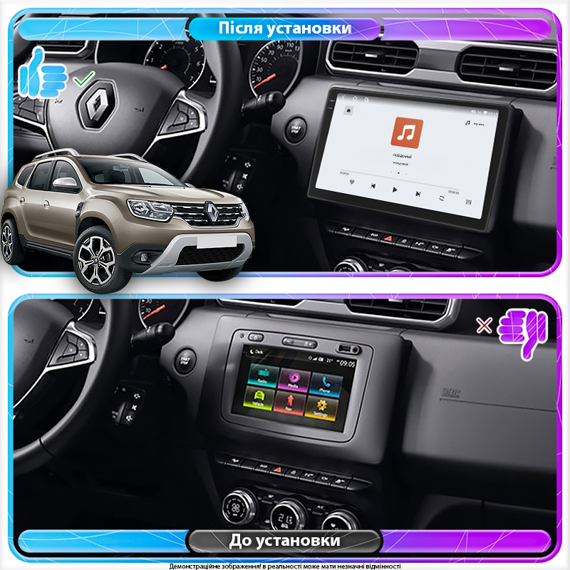 Штатная магнитола Lesko для Renault Duster II 2020-н.в экран 10" 4/64 QLED CarPlay 4G Wi-Fi GPS 360 Prime
