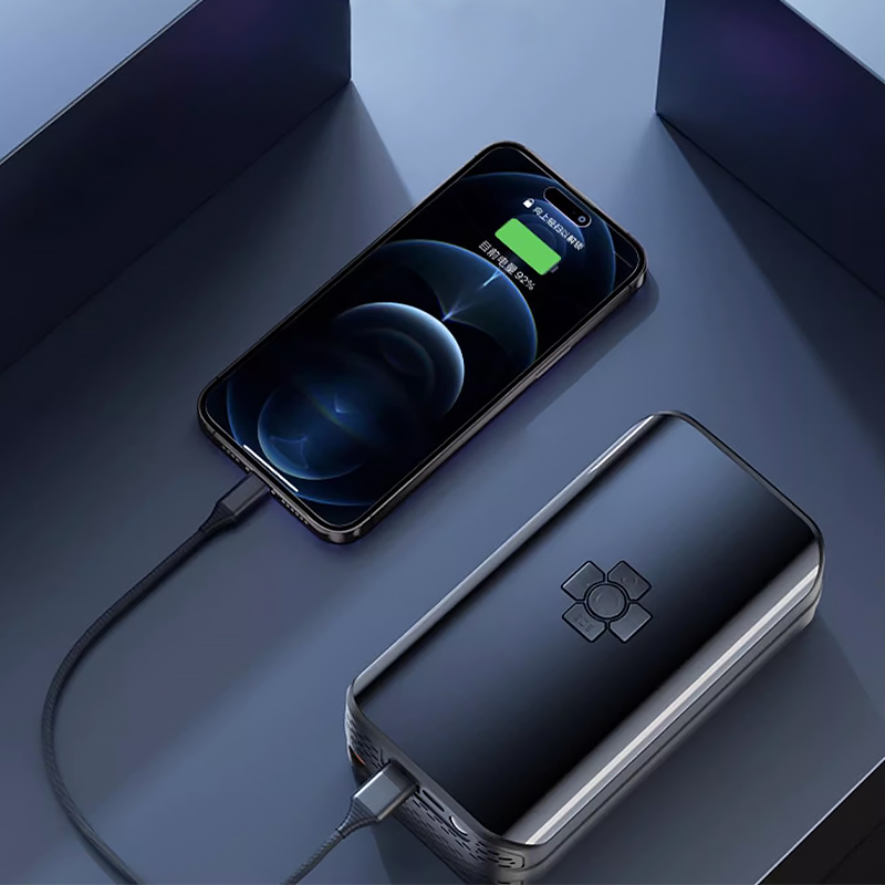 Портативный автомобильный компрессор HELLOLEIBOO CQB-008-04 беспроводной с дисплеем фонариком Type-C