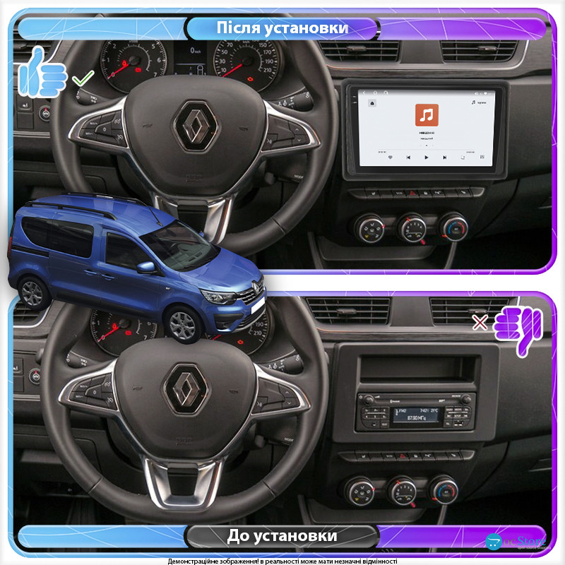 Штатная магнитола Lesko для Renault Express  2021-н.в. экран 9" 4/64 QLED CarPlay 4G Wi-Fi GPS 360 Prime