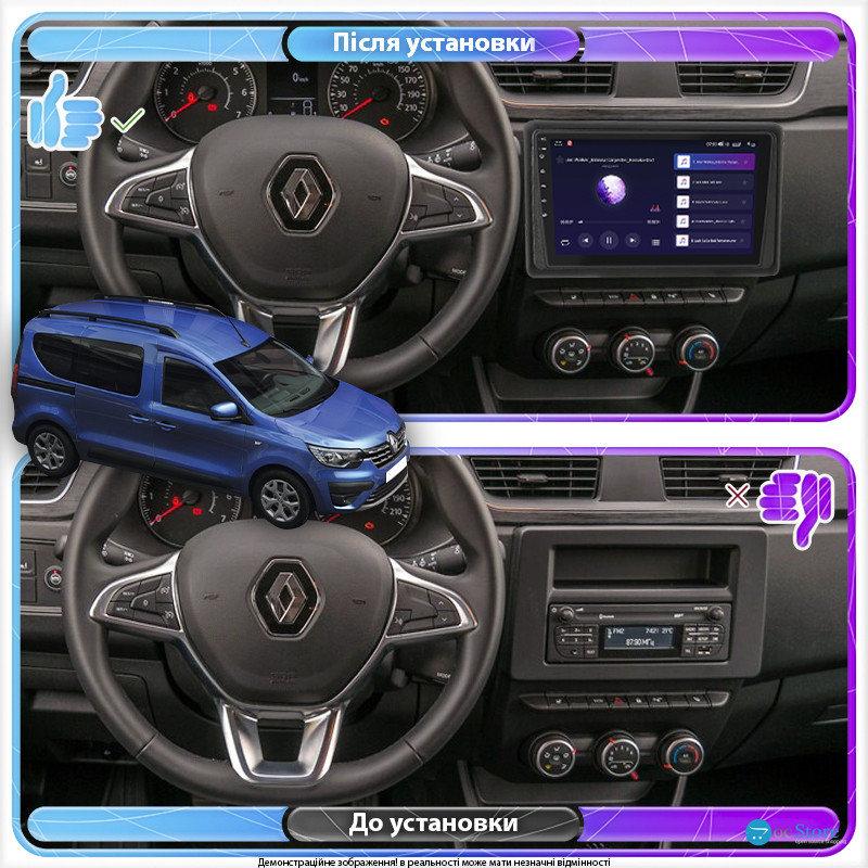 Штатная магнитола Lesko для Renault Express  2021-н.в. экран 9" 4/64Gb 4G Wi-Fi GPS Top