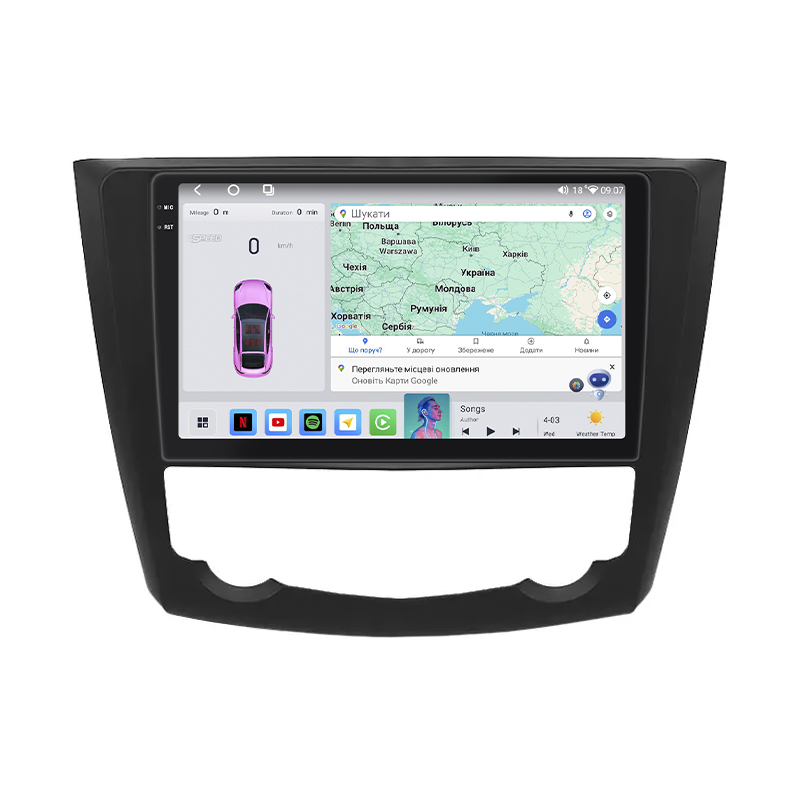 Штатная магнитола Lesko для Renault Kadjar I 2015-2018 экран 9" 4/64 QLED CarPlay 4G Wi-Fi GPS 360 Prime