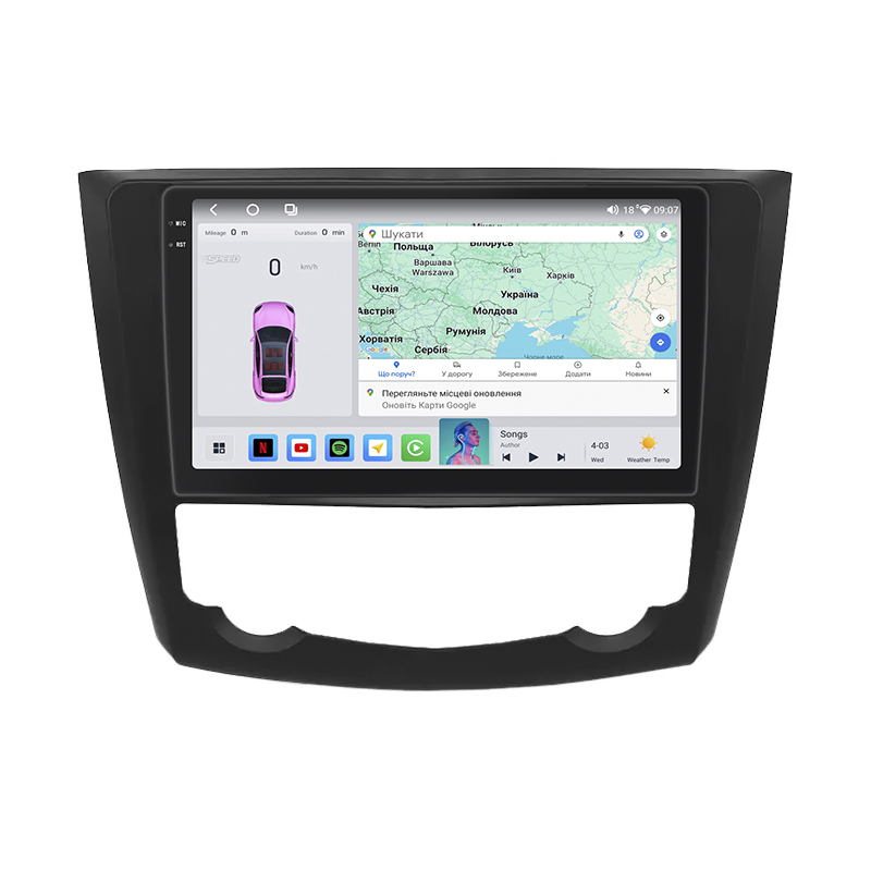 Штатная магнитола Lesko для Renault Kadjar I Рестайлинг 2018-н.в экран 9" 4/64 QLED CarPlay 4G Wi-Fi GPS 360 Prime