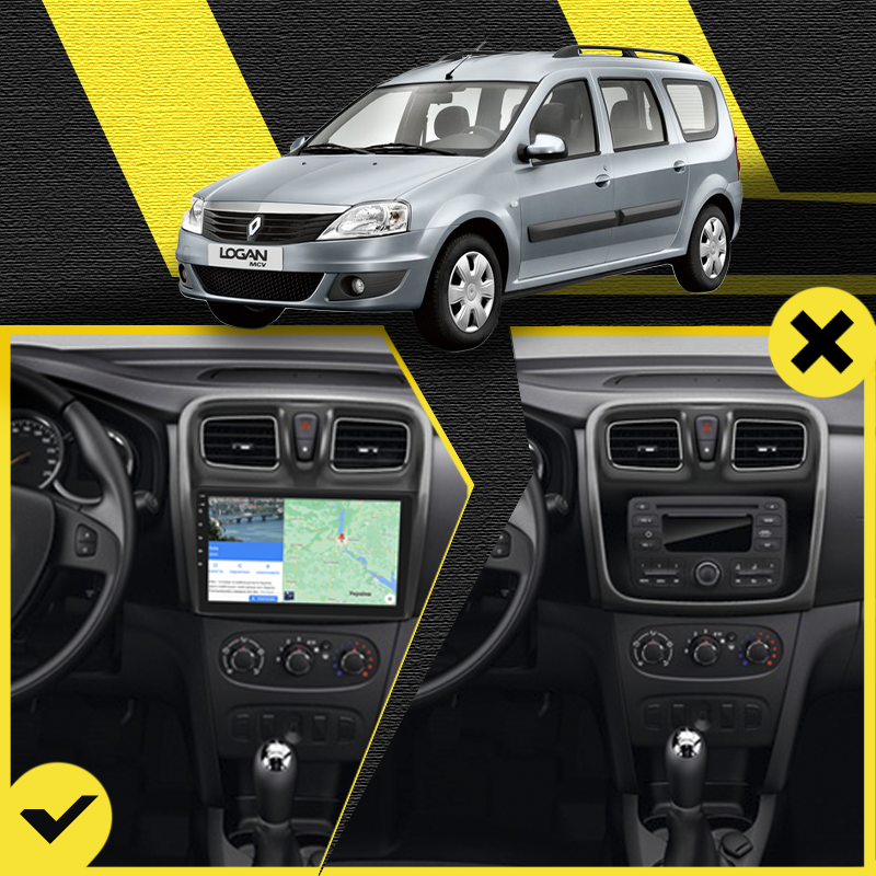 Штатная магнитола Lesko для Renault Logan II 2012-2018 экран 10" 1/16Gb Wi-Fi GPS Base