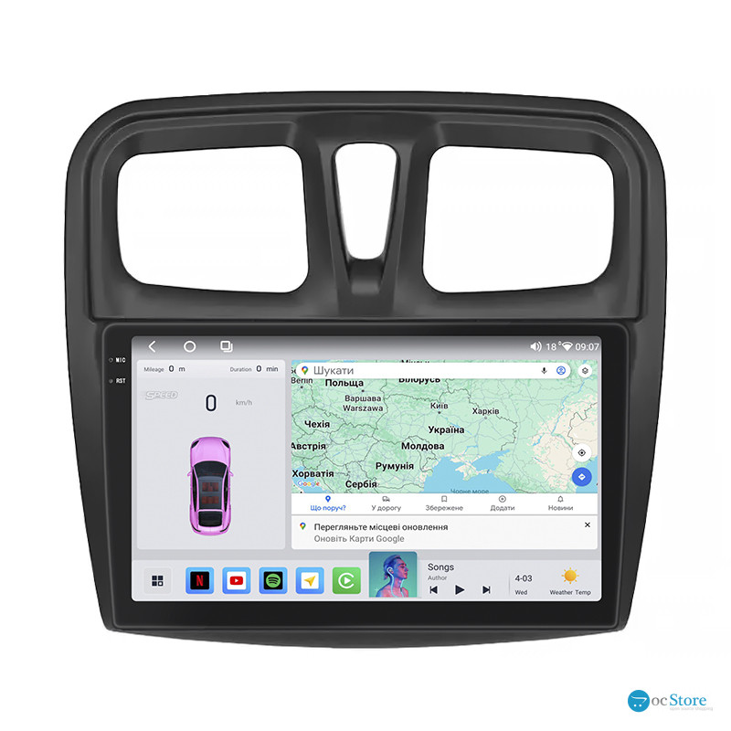 Штатная магнитола Lesko для Renault Logan II 2012-2018 экран 10" 4/64 QLED CarPlay 4G Wi-Fi GPS 360 Prime