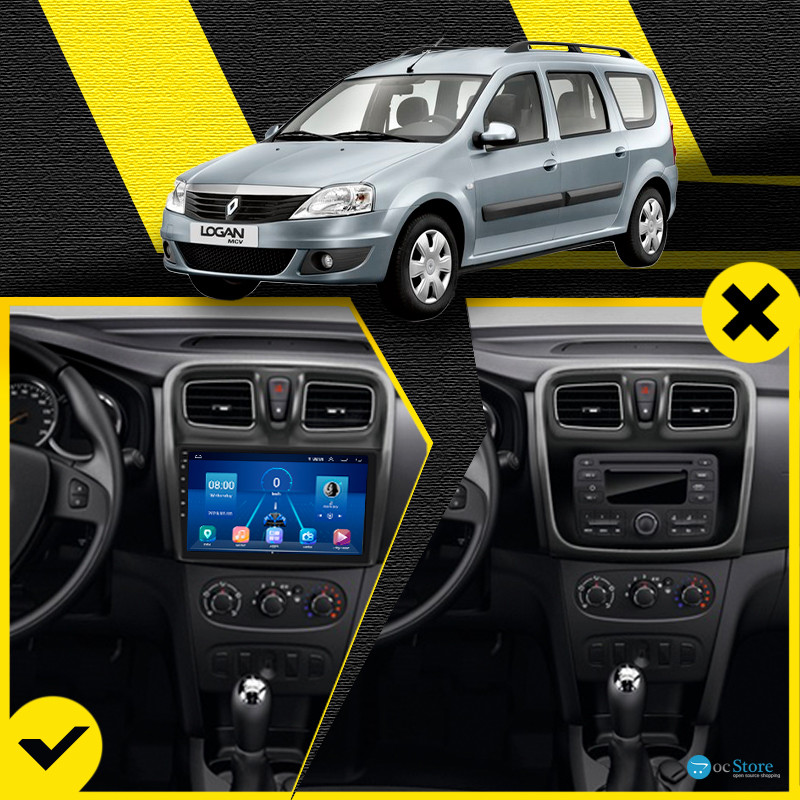 Штатная магнитола Lesko для Renault Logan II 2012-2018 экран 10" 4/32Gb 4G Wi-Fi GPS Top