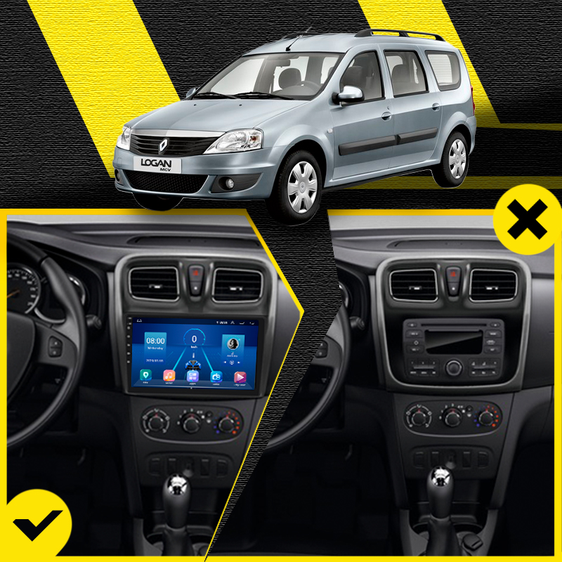 Штатная магнитола Lesko для Renault Logan II 2012-2018 экран 10" 4/64Gb 4G Wi-Fi GPS Top