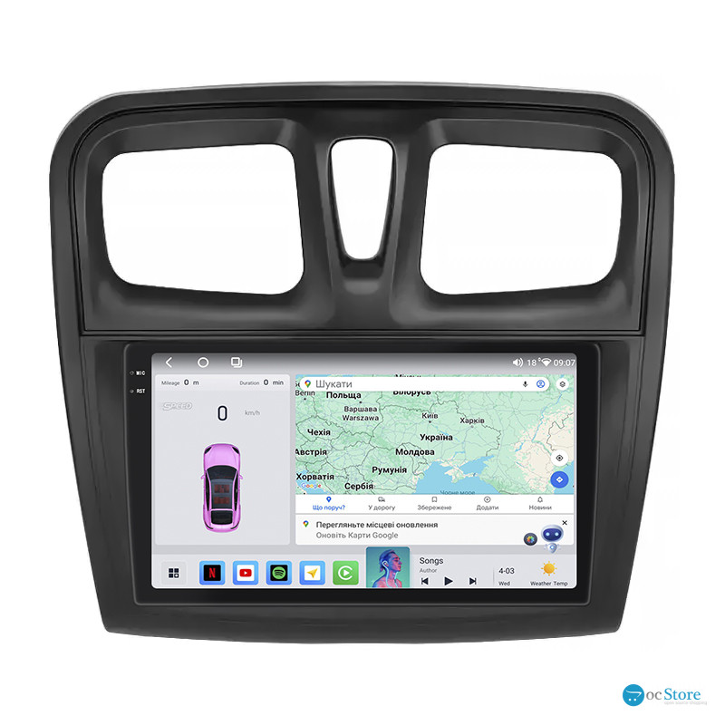 Штатная магнитола Lesko для Renault Logan II ver 2 2012-2018 экран 9" 4/64 QLED CarPlay 4G Wi-Fi GPS 360 Prime