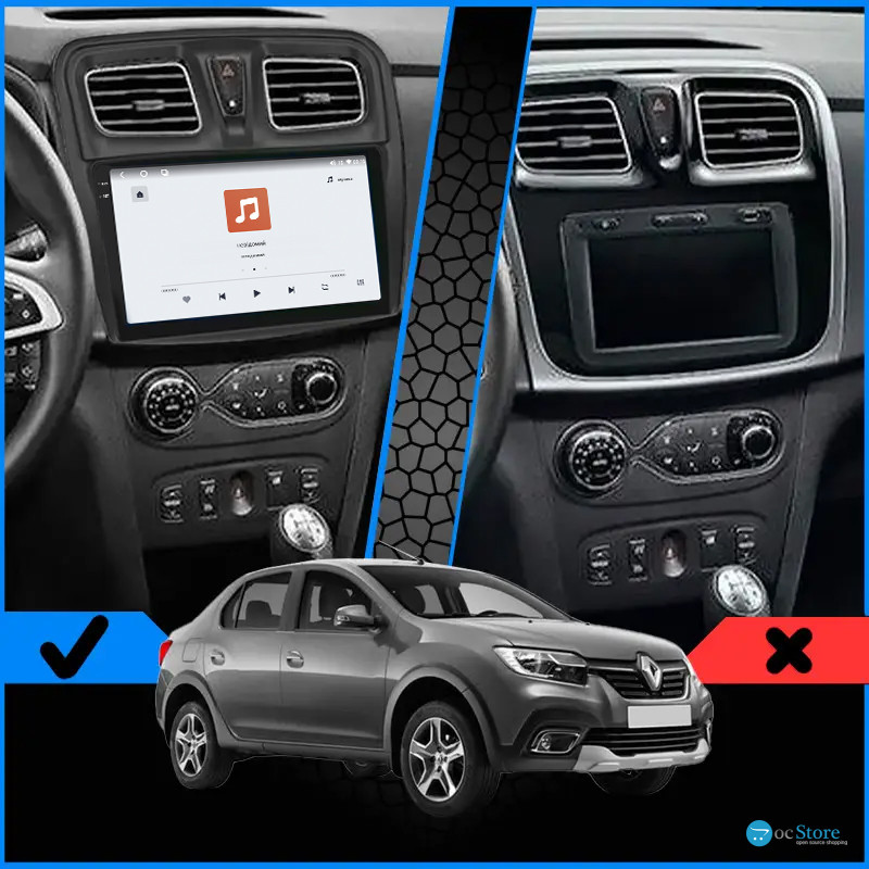 Штатная магнитола Lesko для Renault Logan II Рестайлинг 2018-н.в экран 10" 4/64 QLED CarPlay 4G Wi-Fi GPS 360 Prime