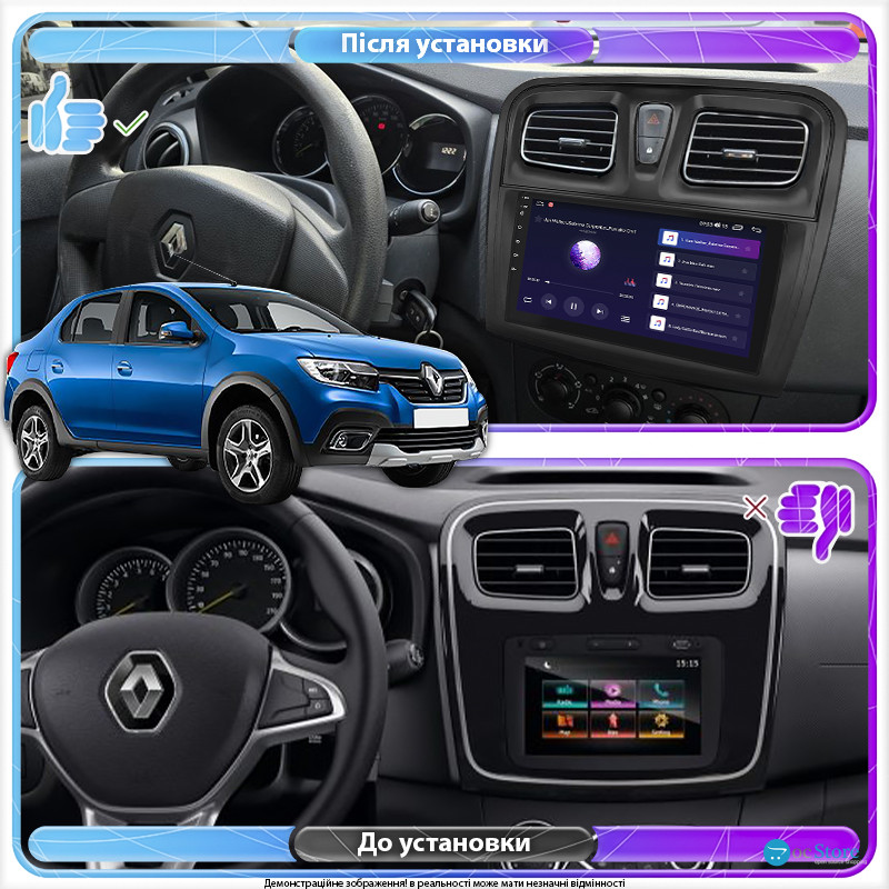 Штатная магнитола Lesko для Renault Logan II Рестайлинг ver 2 2018-н.в экран 9" 2/32Gb Wi-Fi GPS Base