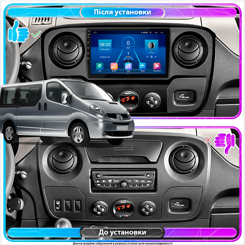 Штатная магнитола Lesko для Renault Master III 2010-2019 экран 10" 4/32Gb 4G Wi-Fi GPS Top