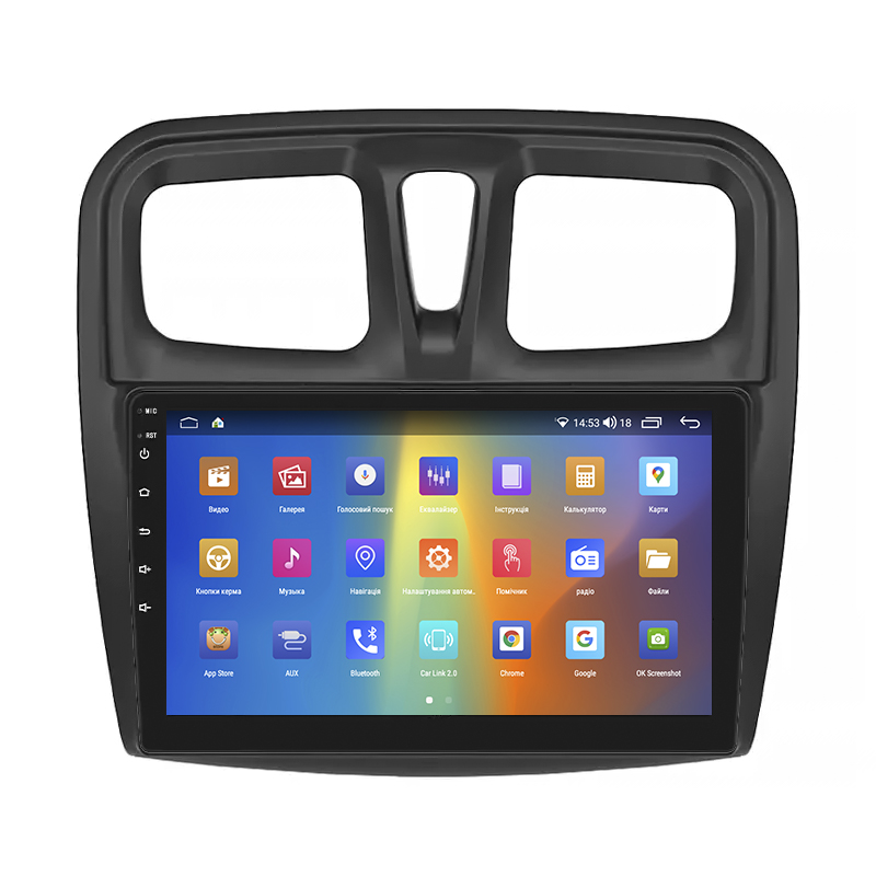 Штатная магнитола Lesko для Renault Sandero II 2013-2018 экран 9" 2/32Gb CarPlay 4G Wi-Fi GPS Prime