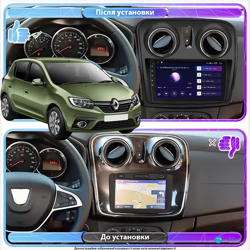 Штатная магнитола Lesko для Renault Sandero II ver 2 2013-2018 экран 9" 2/32Gb 4G Wi-Fi GPS Top