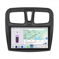 Штатная магнитола Lesko для Renault Sandero II Рестайлинг 2018-н.в экран 9" 4/64 QLED CarPlay 4G Wi-Fi GPS 360 Prime