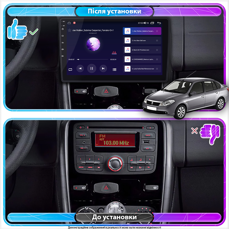Штатная магнитола Lesko для Renault Symbol ll 2008-2012 экран 9" 4/64Gb CarPlay 4G Wi-Fi GPS Prime