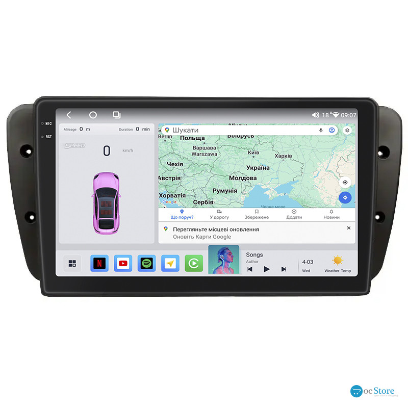 Штатная магнитола Lesko для SEAT Ibiza IV 2008-2012 экран 9" 4/64 QLED CarPlay 4G Wi-Fi GPS 360 Prime