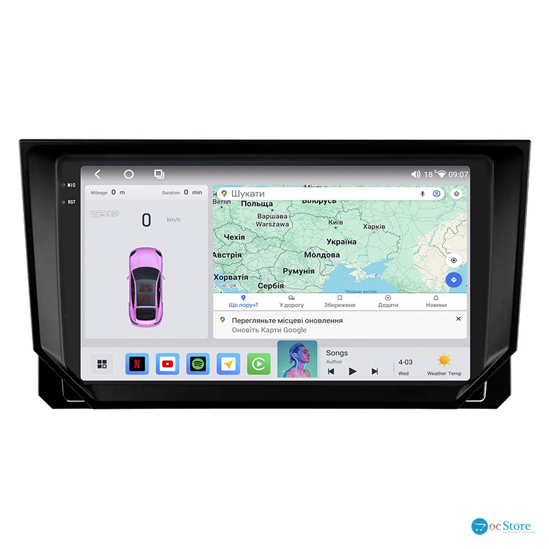 Штатная магнитола Lesko для SEAT Ibiza IV Рестайлинг 2 2015-2017 экран 9" 4/64 QLED CarPlay 4G Wi-Fi GPS 360 Prime