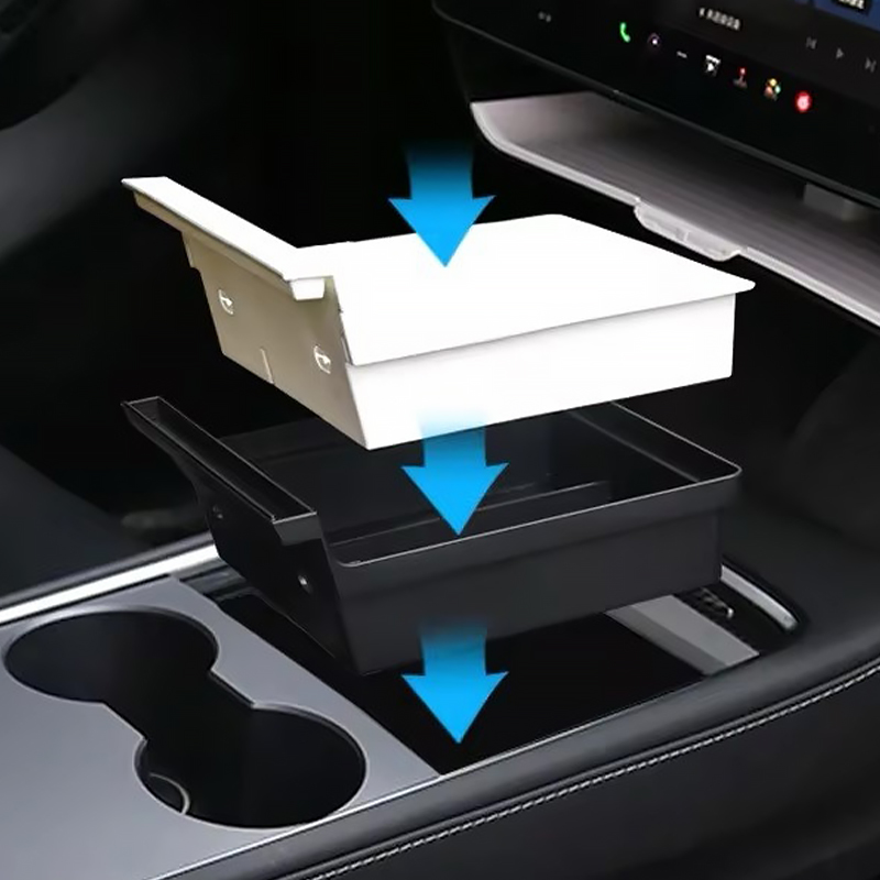 Автомобильный органайзер Tesla Model 3 (TSL23021411) центральной консоли на 2 отделения пластиковый Black + White