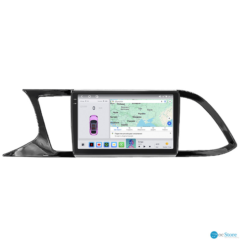 Штатная магнитола Lesko для SEAT Leon III 2012-2016 экран 9" 4/64 QLED CarPlay 4G Wi-Fi GPS 360 Prime