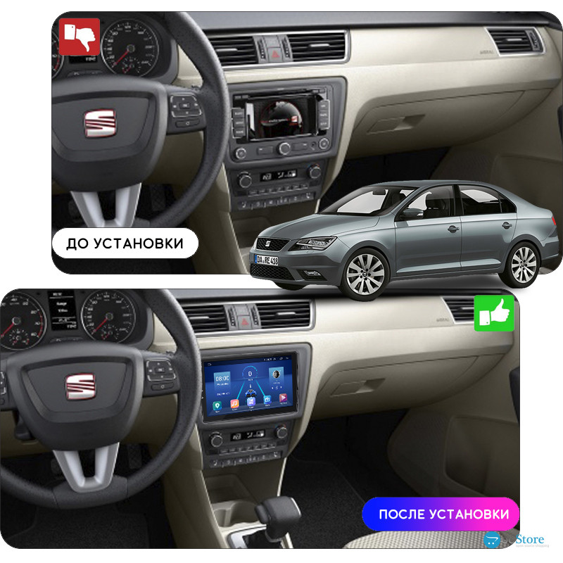Штатная магнитола Lesko для SEAT Toledo IV 2012-2019 экран 10" 2/32Gb 4G Wi-Fi GPS Top