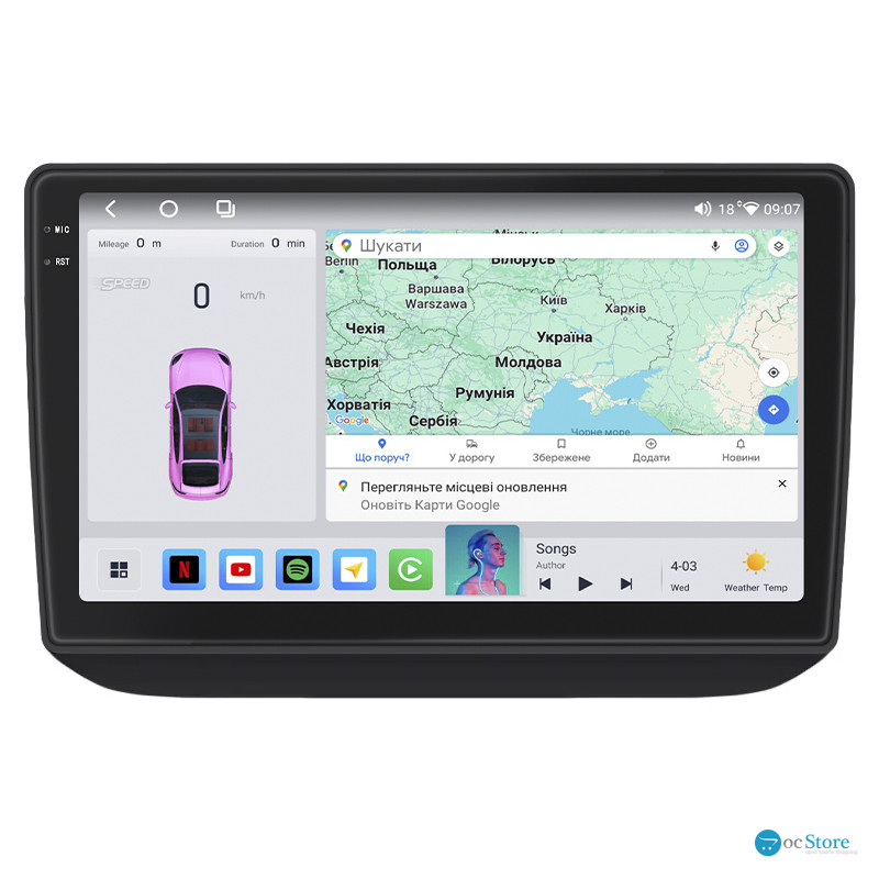 Штатная магнитола Lesko для Skoda Fabia II Рестайлинг 2010-2014 экран 10" 4/64 QLED CarPlay 4G Wi-Fi GPS 360 Prime