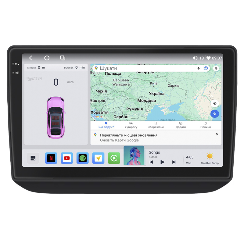 Штатная магнитола Lesko для Skoda Fabia II Рестайлинг 2010-2014 экран 10" 4/64 QLED CarPlay 4G Wi-Fi GPS 360 Prime