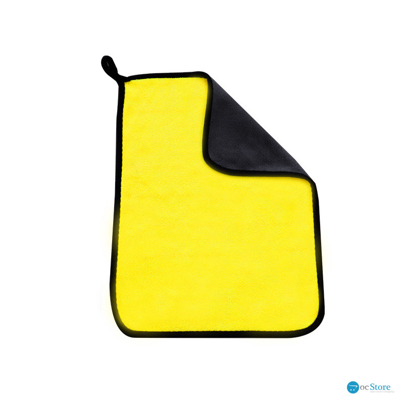 Двухстороннее микрофибровое полотенце для сушки кузова авто Yellow + Gray 30*40 см