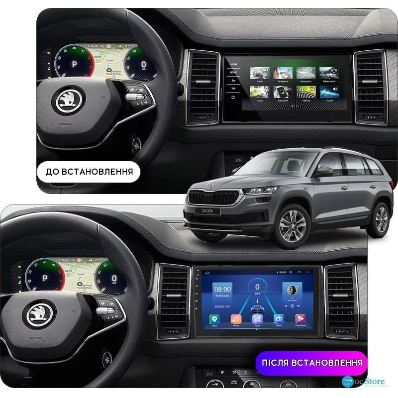 Штатная магнитола Lesko для Skoda Kodiaq I Рестайлинг 2021-н.в. экран 10" 2/32Gb 4G Wi-Fi GPS Top