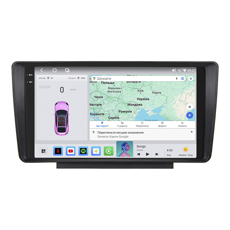 Штатная магнитола Lesko для Skoda Octavia II (A5) ver 2 2004-2013 экран 9" 4/64 QLED CarPlay 4G Wi-Fi GPS 360 Prime