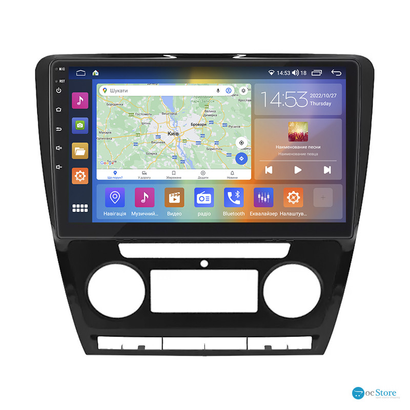 Штатная магнитола Lesko для Skoda Octavia II (A5) Рестайлинг 2008-2013 экран 10" 4/64Gb CarPlay 4G Wi-Fi GPS Prime