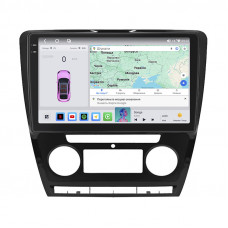 Штатная магнитола Lesko для Skoda Octavia II (A5) Рестайлинг 2008-2013 экран 10" 4/64 QLED CarPlay 4G Wi-Fi GPS 360 Prime
