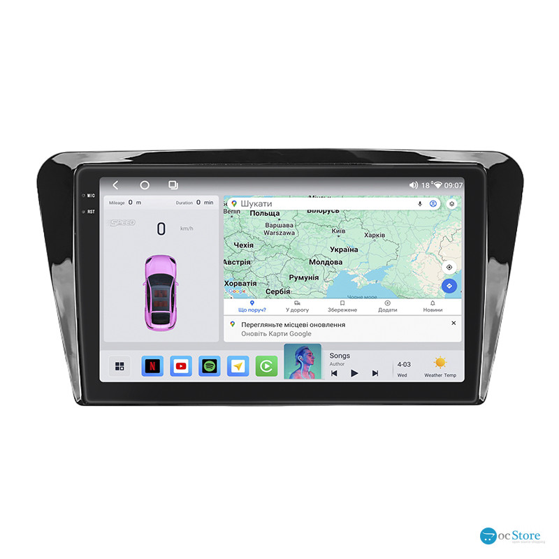Штатная магнитола Lesko для Skoda Octavia III (A7) 2013-2017 экран 10" 4/64 QLED CarPlay 4G Wi-Fi GPS 360 Prime